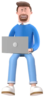A sitting person with a laptop on their lap