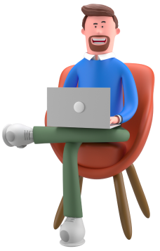 A man sitting with a laptop on his lap
